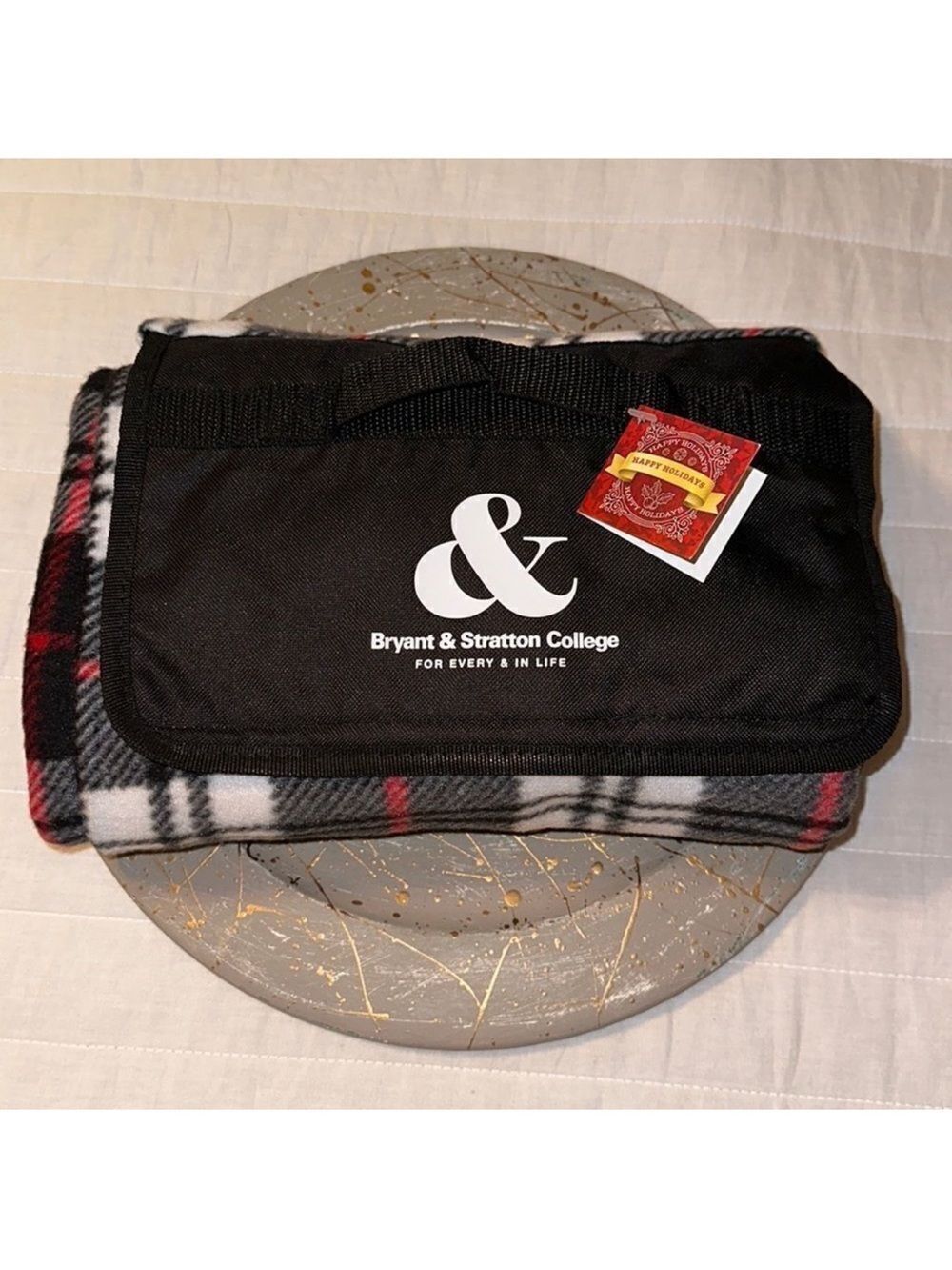 Bryant & Stratton Holiday Gifting Picnic or Lounge Plaid Fleece Blanket